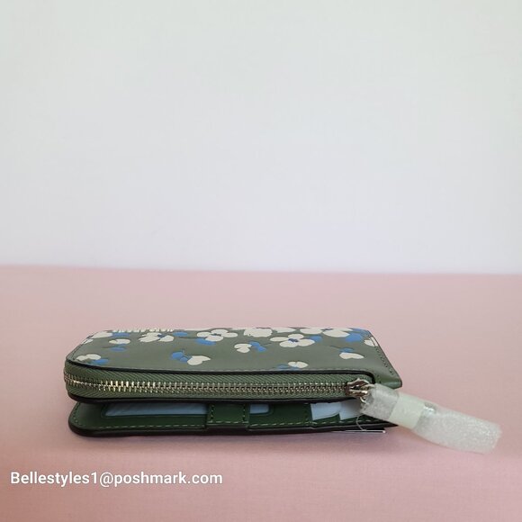KATE SPADE Devin Painterly Bouquet SMALL Bifold Leather Wallet- Cedar Stand 🎈⭐ - Picture 8 of 16